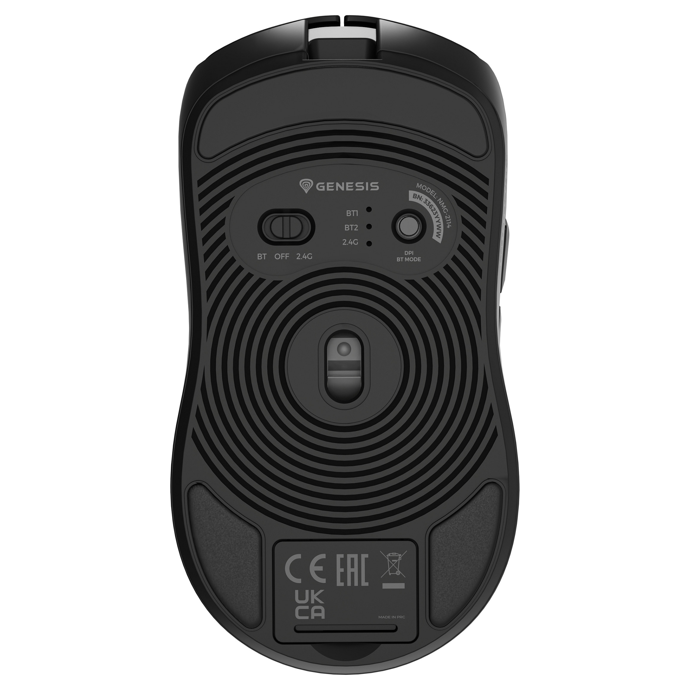 Maus Gaming Genesis Zircon 500 / Wireless / PixArt PMW3325 / 10.000 DPI / 6 Butona / 2.4 GHz / Bluetooth 5.0 / USB-C - Zezë - 4