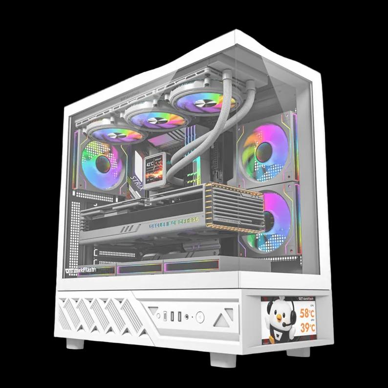 Kasë DarkFlash DS950V / ATX Mid-Tower / Display IPS 6" / 6x120mm ARGB / USB Type-C / Panoramic 270° – Bardhë