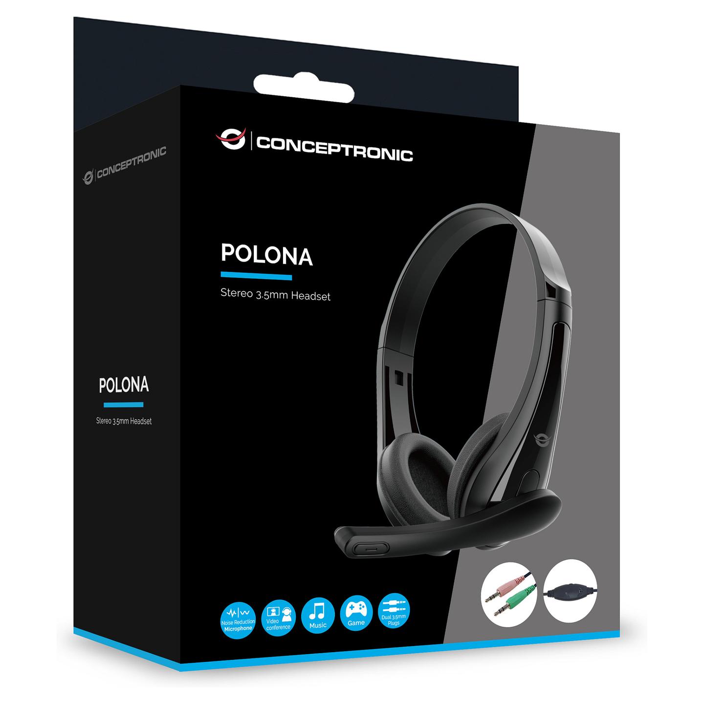 Kufje me kabllo Conceptronic / Stereo On-Ear / 2x 3.5 mm / Mikrofon me reduktim zhurme / 1.8 m – Zezë - 7