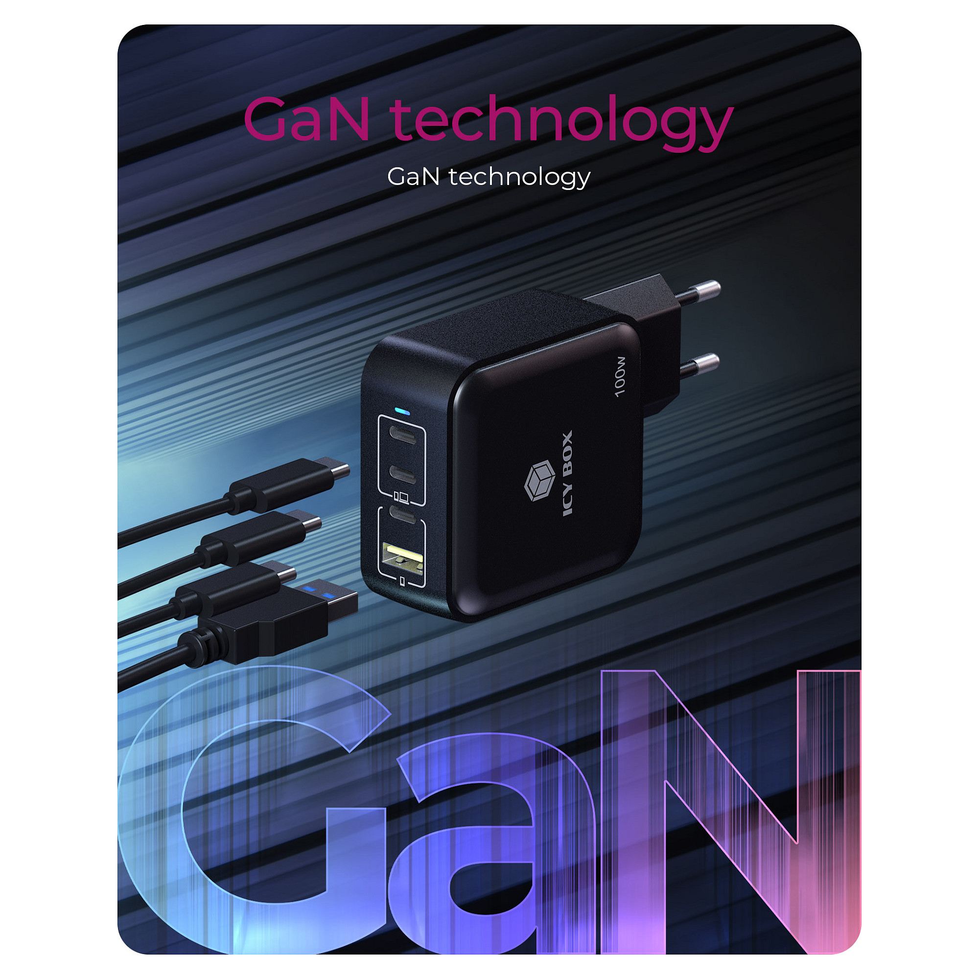 Adapter GaN IcyBox 4‑Port / 100W / PD 3.0 - Zezë - 2