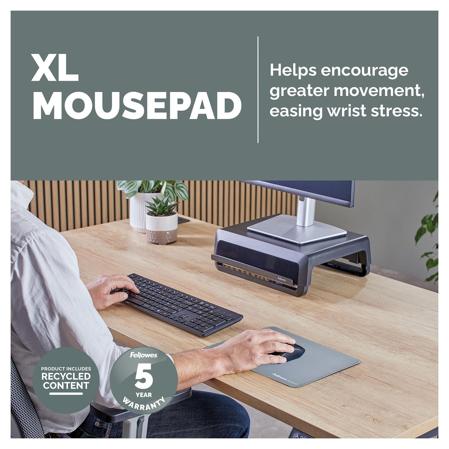 Mauspad Fellowes Breyta XL / 100139317 / 280 × 210 mm / Microban / Bazë kundër rrëshqitjes – Blu - 2
