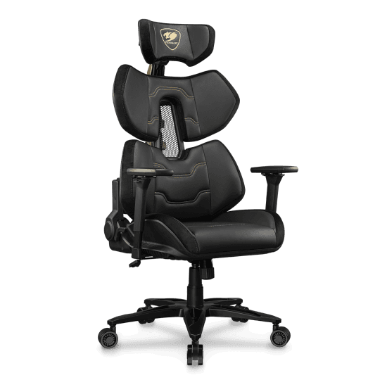 Karrige Gaming COUGAR Terminator Elite, Mbështetëse 4D, Mbështetje Lumbare, Mbështetëse Koke, Kapacitet 135 kg – Zezë/Ari