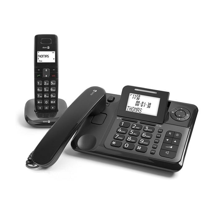 Telefon i Thjeshtë Doro Comfort 4005, analog, me kabllo dhe pa kabllo DECT, ekran me ndriçim - Zezë - 3