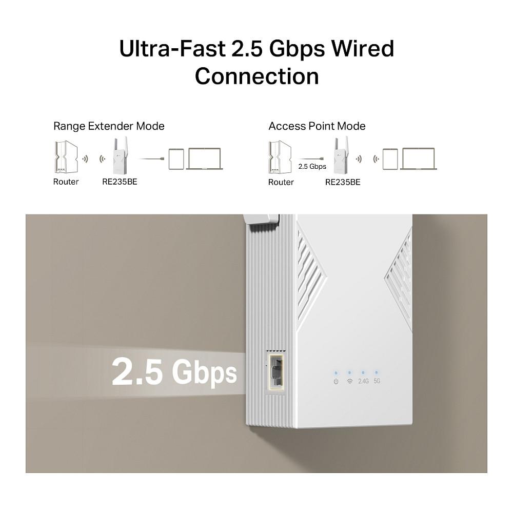 TP-Link RE235BE BE3600 Wi-Fi 7 Dual-Band Range Extender 3.6Gbps / 2.5GbE – Bardhë - 4