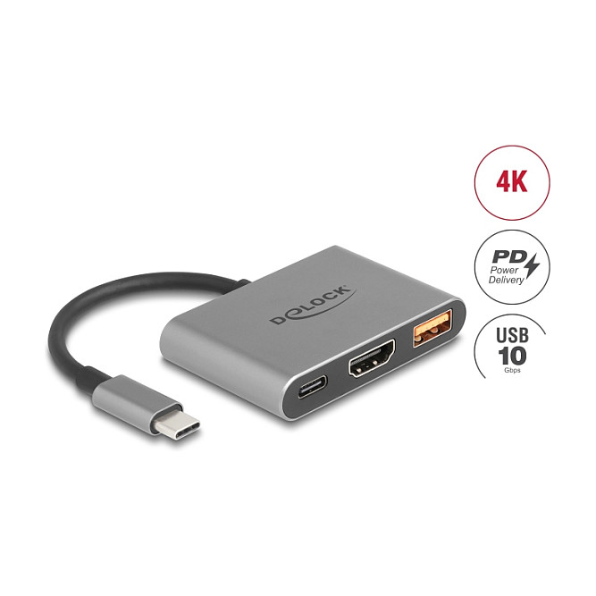 Adapter  DELOCK USB-C with HDMI 4K + USB-A + USB-C PD / 90 W - Gri - 2
