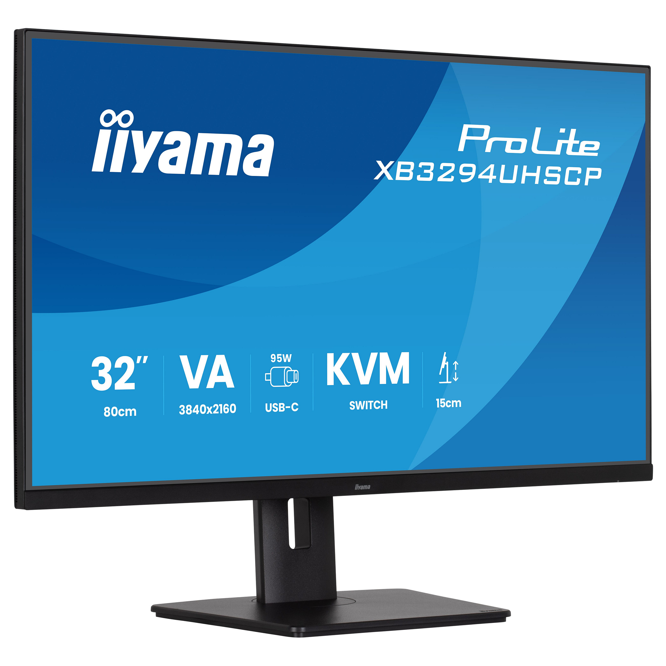 Monitor IIYAMA XB3294UHSCP-B1 / 31.5" / 4K Ultra HD VA / 75 Hz / 2 ms / HDMI+USB+DP+HDCP - Zezë - 1