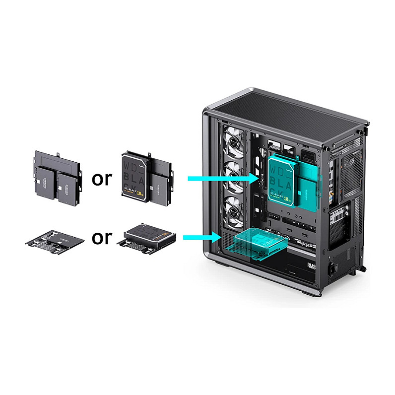 Kasë PC Jonsbo D401 / Midi Tower / ATX / Tempered Glass - Zezë - 16