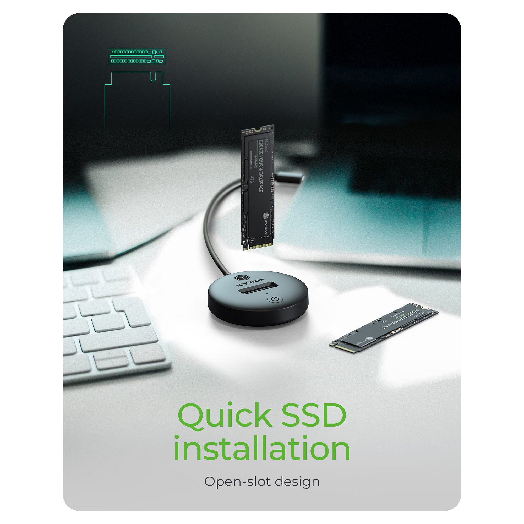 Docking Station për SSD IcyBox NVMe & SATA M.2  – Zezë - 3