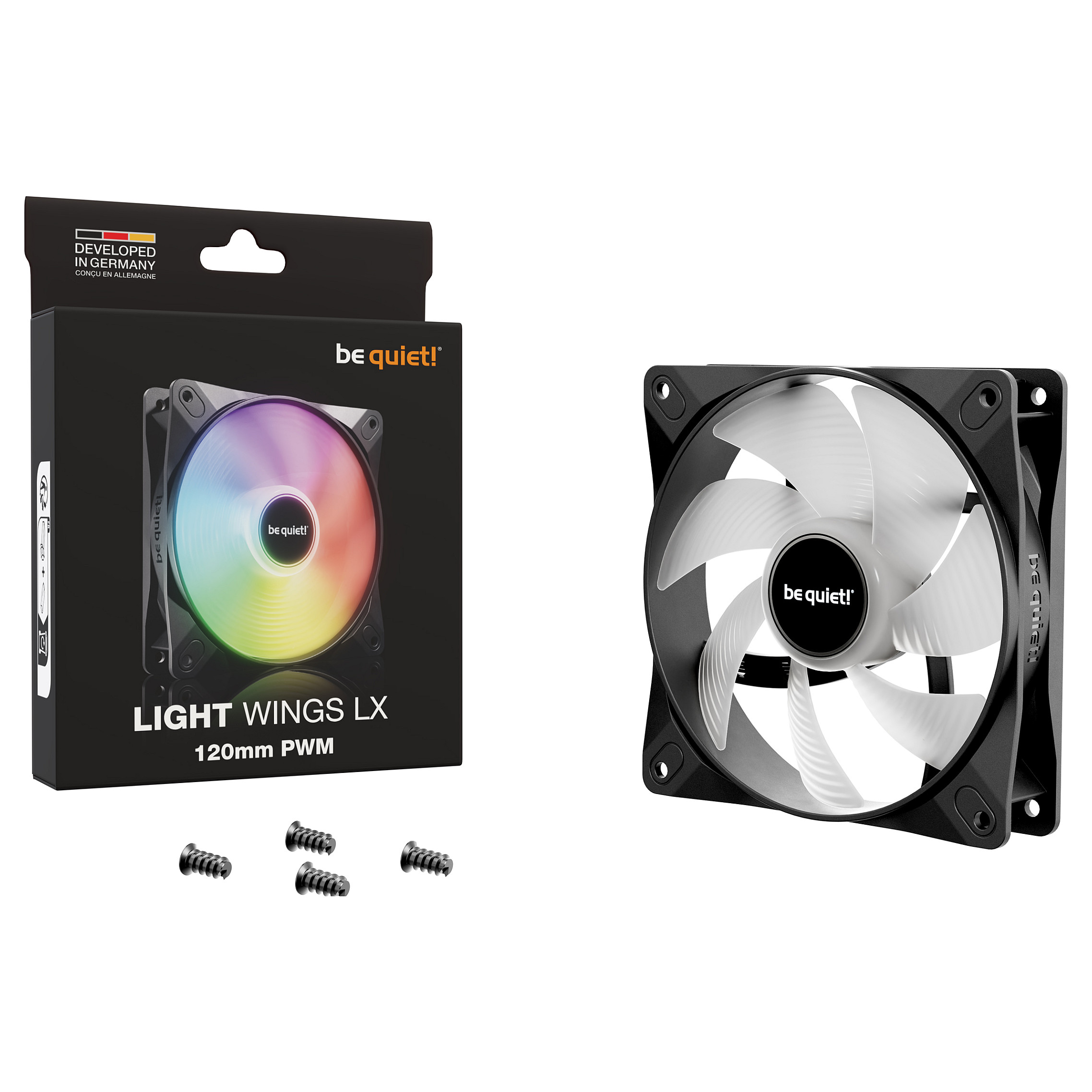 Ftohës për Kasë be quiet! Light Wings LX / 120mm / 1600 RPM / ARGB / PWM – Zezë - 5