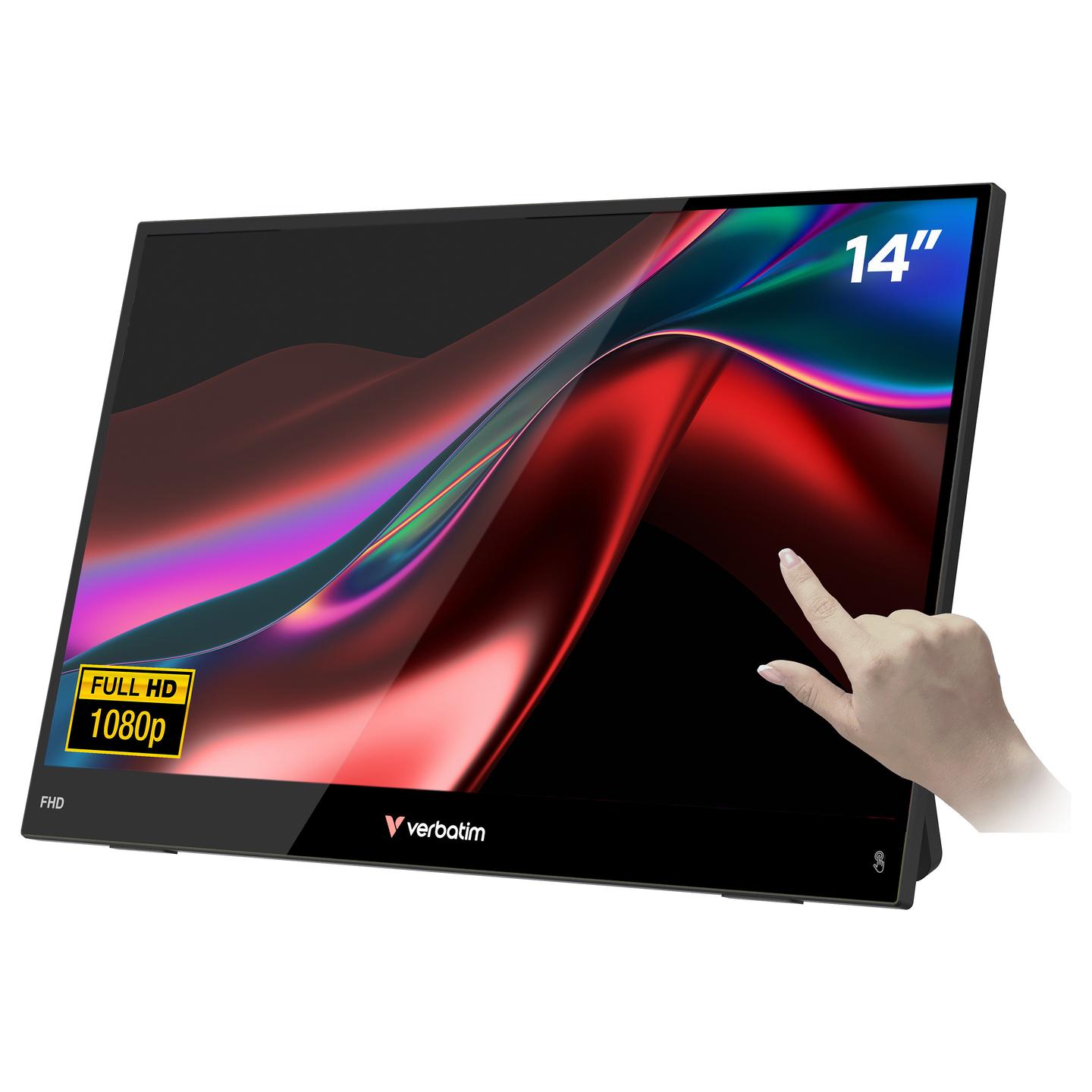 Monitor Verbatim Portable 14" FHD Touch LIGHT / 14" / Full HD IPS / 60Hz / 10ms / USB-C+Mini HDMI / Touch - Zezë