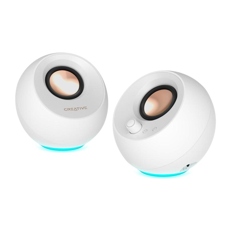 Altoparlant Creative Pebble Pro / 2.0 / 10W RMS / USB-C / Bluetooth / RGB - Bardhë - 4