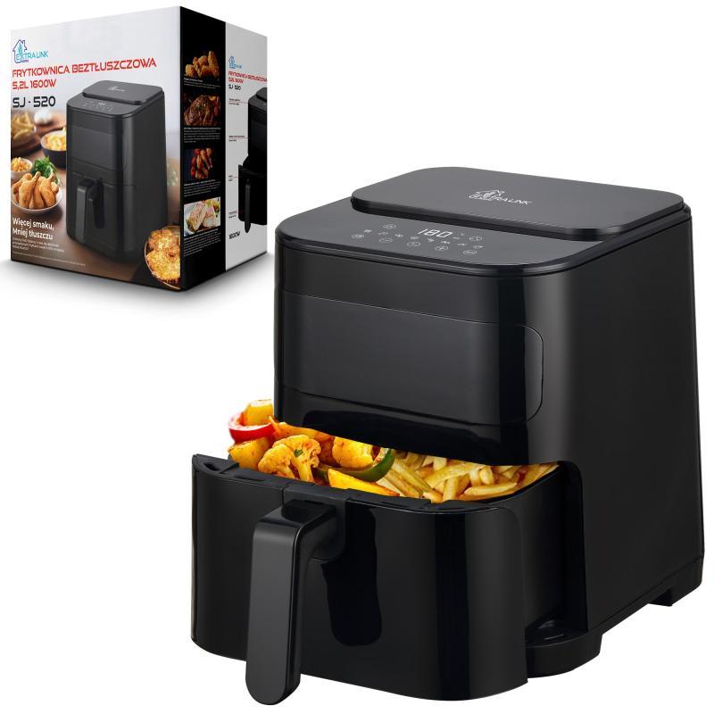 Fryer Extralink Home SJ-520 / 5.2L / 1600W / 7 Programe / 80–200°C / Ekran LED / Auto Shut-Off – Zezë