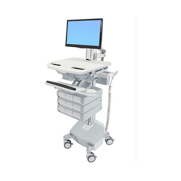 Karrocë për Monitor Ergotron StyleView, Rregullim Lartësie 53cm, 61.8kg, Multimedia Cart - Hiri/Bardhë