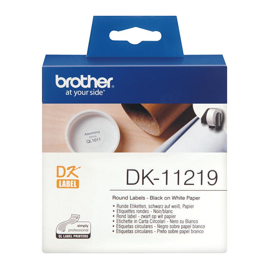 Etiketa të Rrumbullakëta Brother DK-11219, Ø 12 mm, 1200 copë - Bardhë - 2