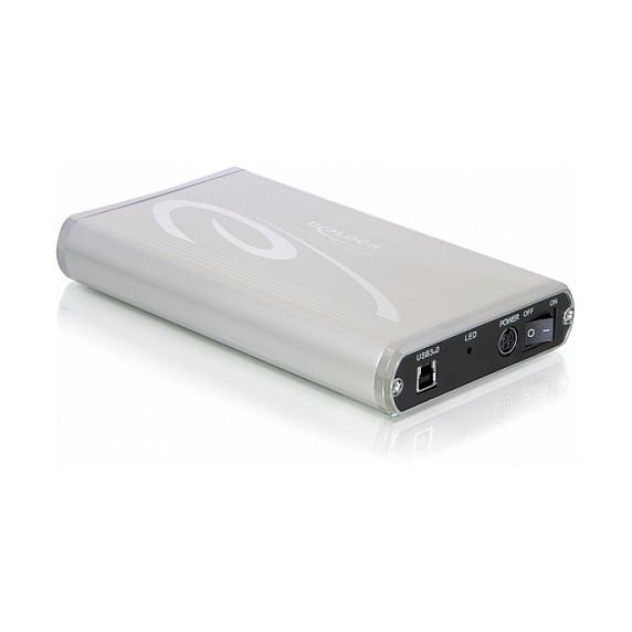 Këllëf për HDD DeLOCK 42478 / 3.5" SATA / USB 3.0 / 5Gbps – Argjend