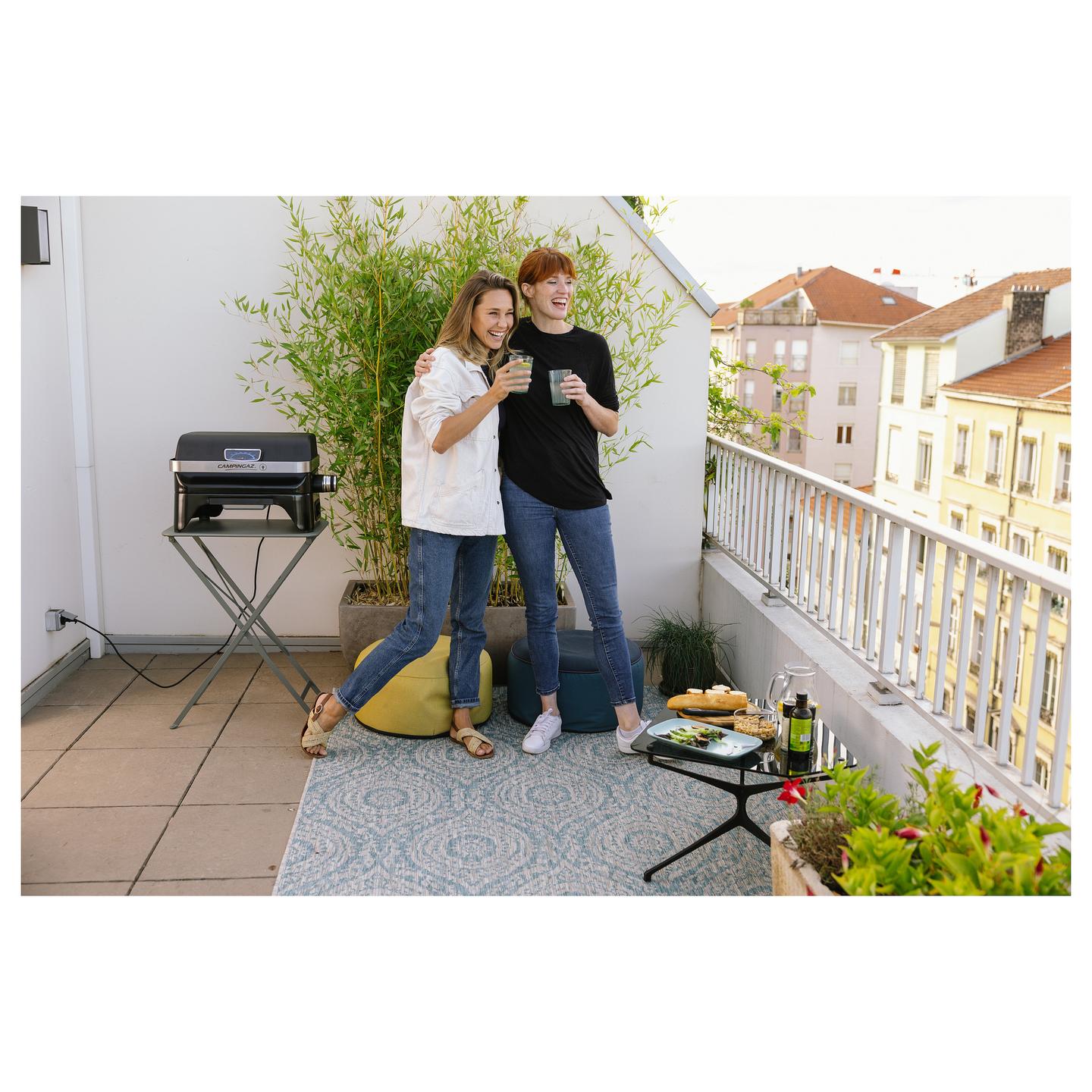 Grill Elektrik CAMPINGAZ Attitude 2GO Electric, 2.2kW, 48x26cm, Gize e Emajlur, Termometër - Zezë - 14