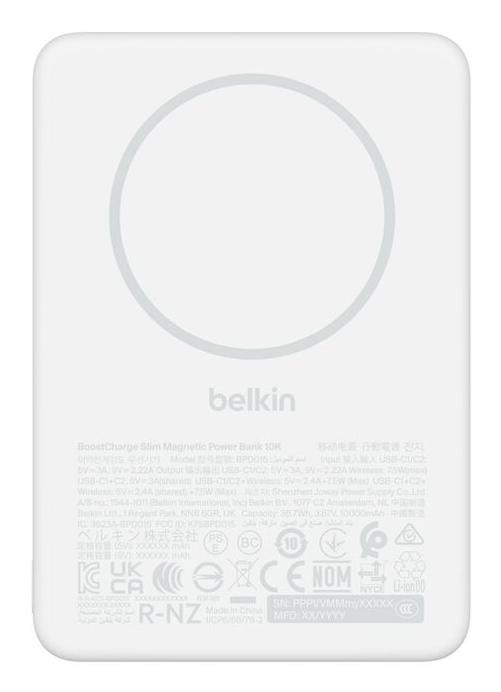 Aksesorë Apple Belkin BOOSTCHARGE Slim Magnetic Power Bank / 10000mAh / 20W / Wireless 7.5W - Bardhë - 3