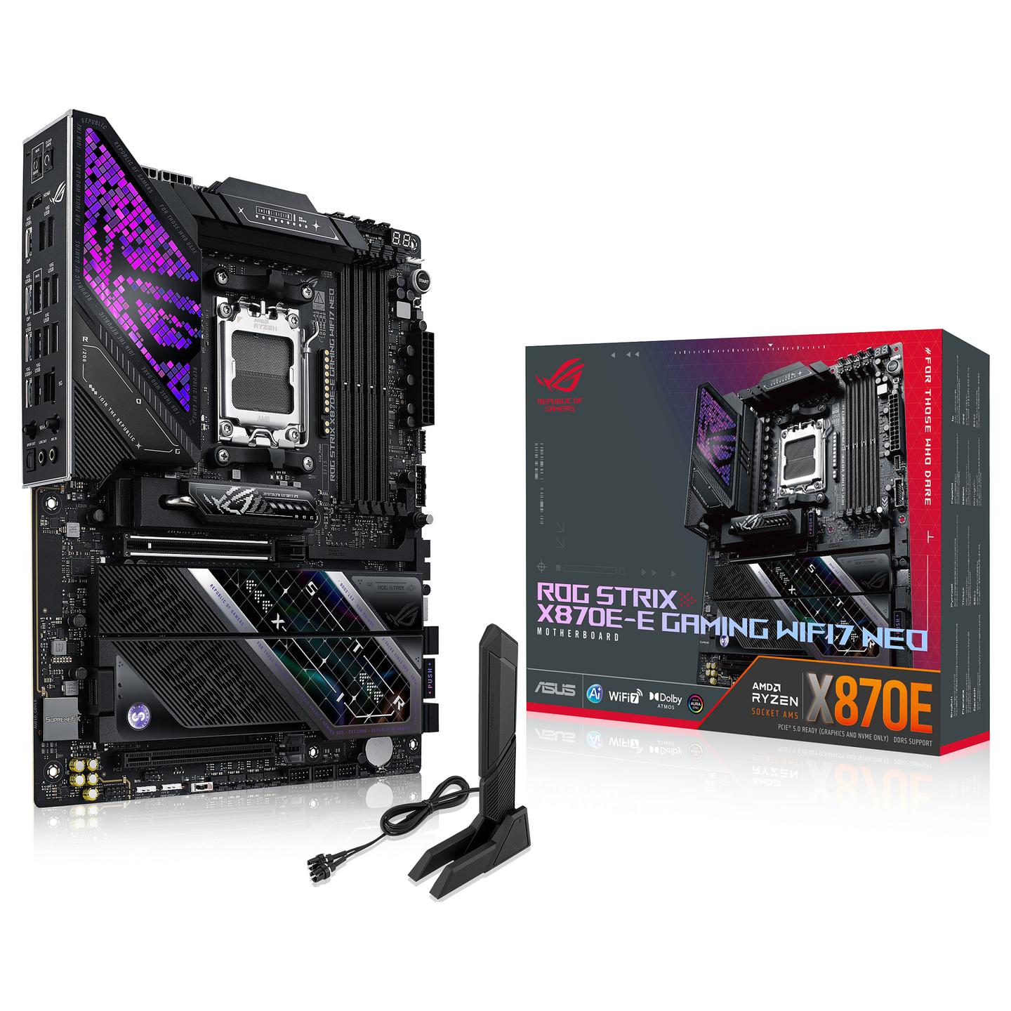 Pllakë Amë ASUS ROG STRIX X870E-E GAMING / AMD AM5 / X870E / DDR5 / ATX / Wi-Fi 7 / 5GbE LAN - 14