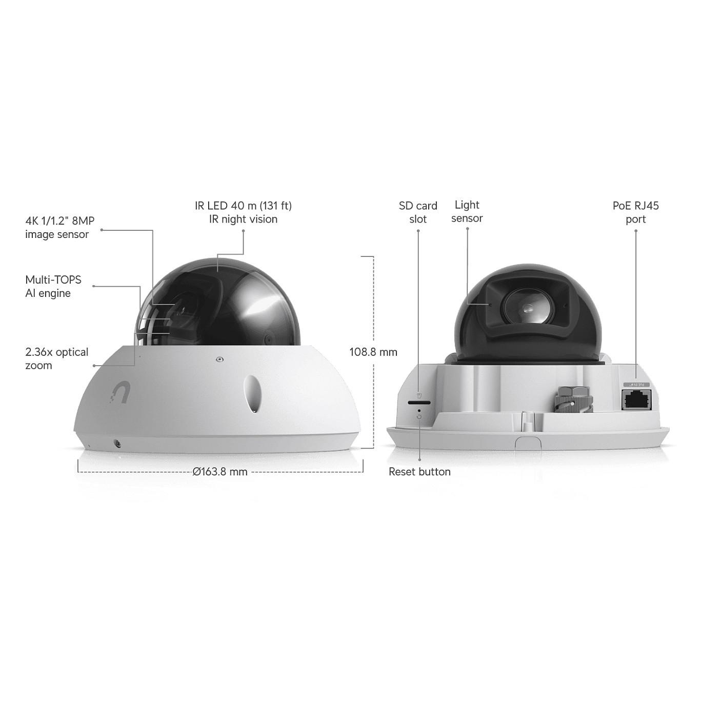 Kamerë Sigurie IP CCTV Ubiquiti G6 Pro Dome, 4K, 2.36x, 113.8°–45.5°, PoE+ - Bardhë - 7