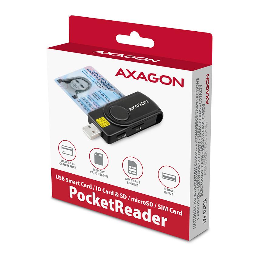 Lexues Kartelash AXAGON CRE-SMP2A, USB 2.0, Smart Card/ID, SD, microSD, SIM, USB-A me adapter USB-C – Zezë - 9