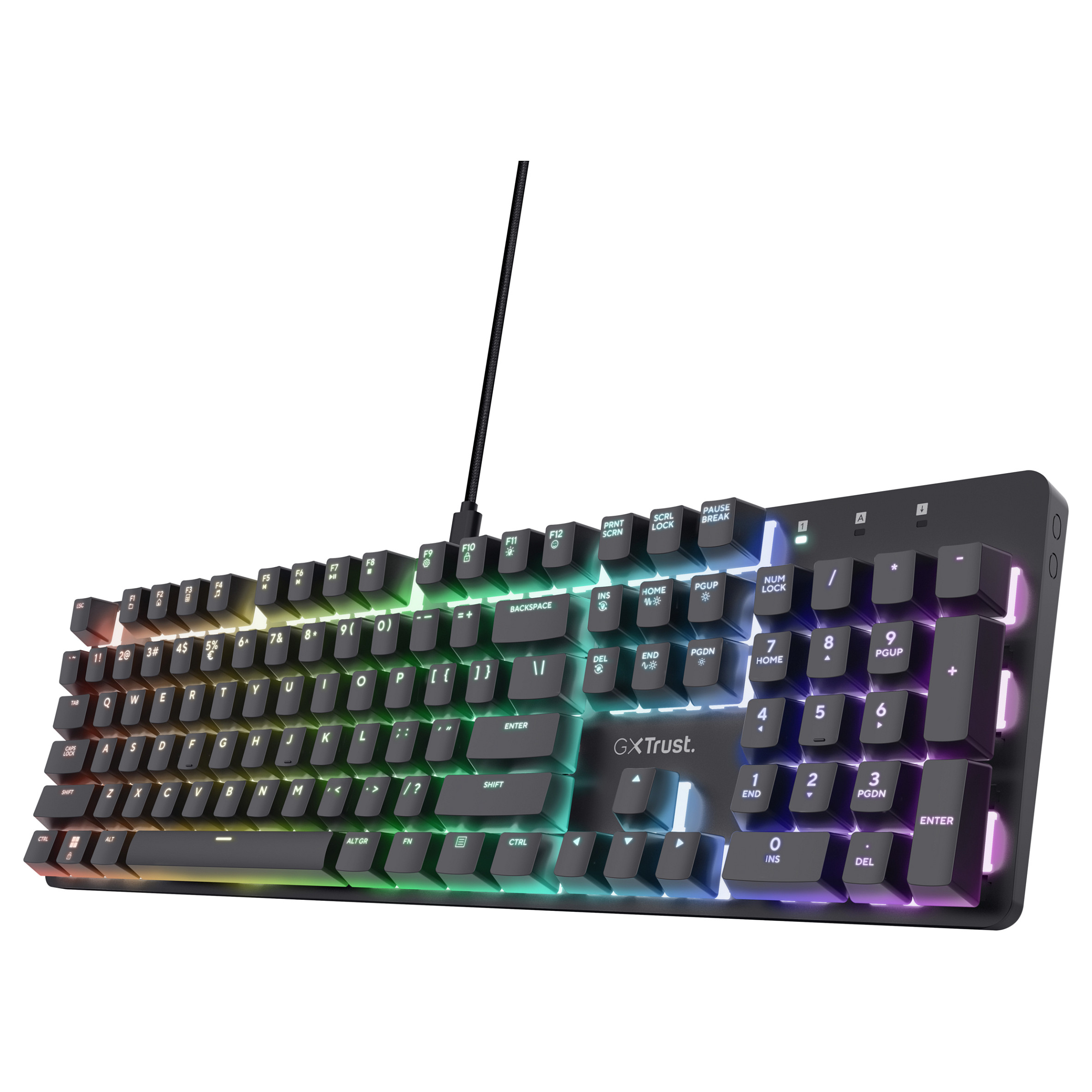 Tastierë Gaming Trust GXT 871 Zora / Full-Size / Mekanike / Huano Linear / N-Key Rollover / Anti-Ghosting / RGB / QWERTZ Gjerman / USB-C - Zezë