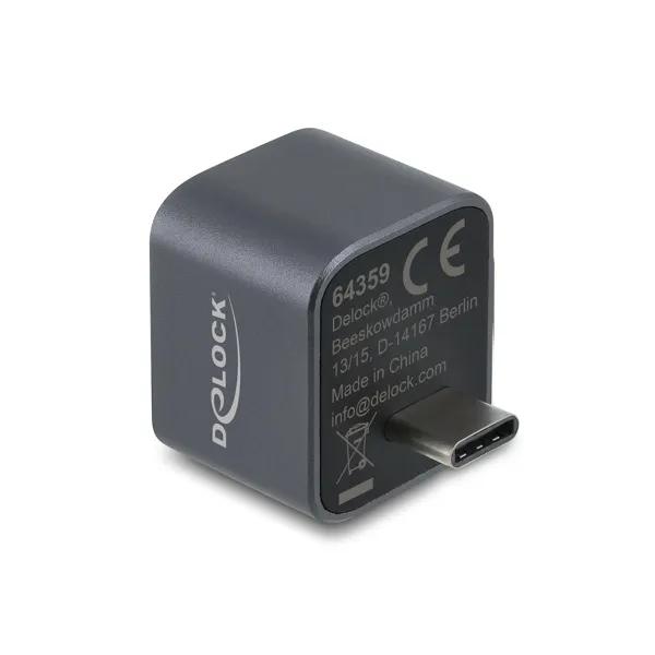 Hub USB Delock 64359 , USB-C Mashkull në 1x USB-A 10Gbps dhe 1x USB-A 2.0 , 10Gbps , Metal , 25mm - Gri