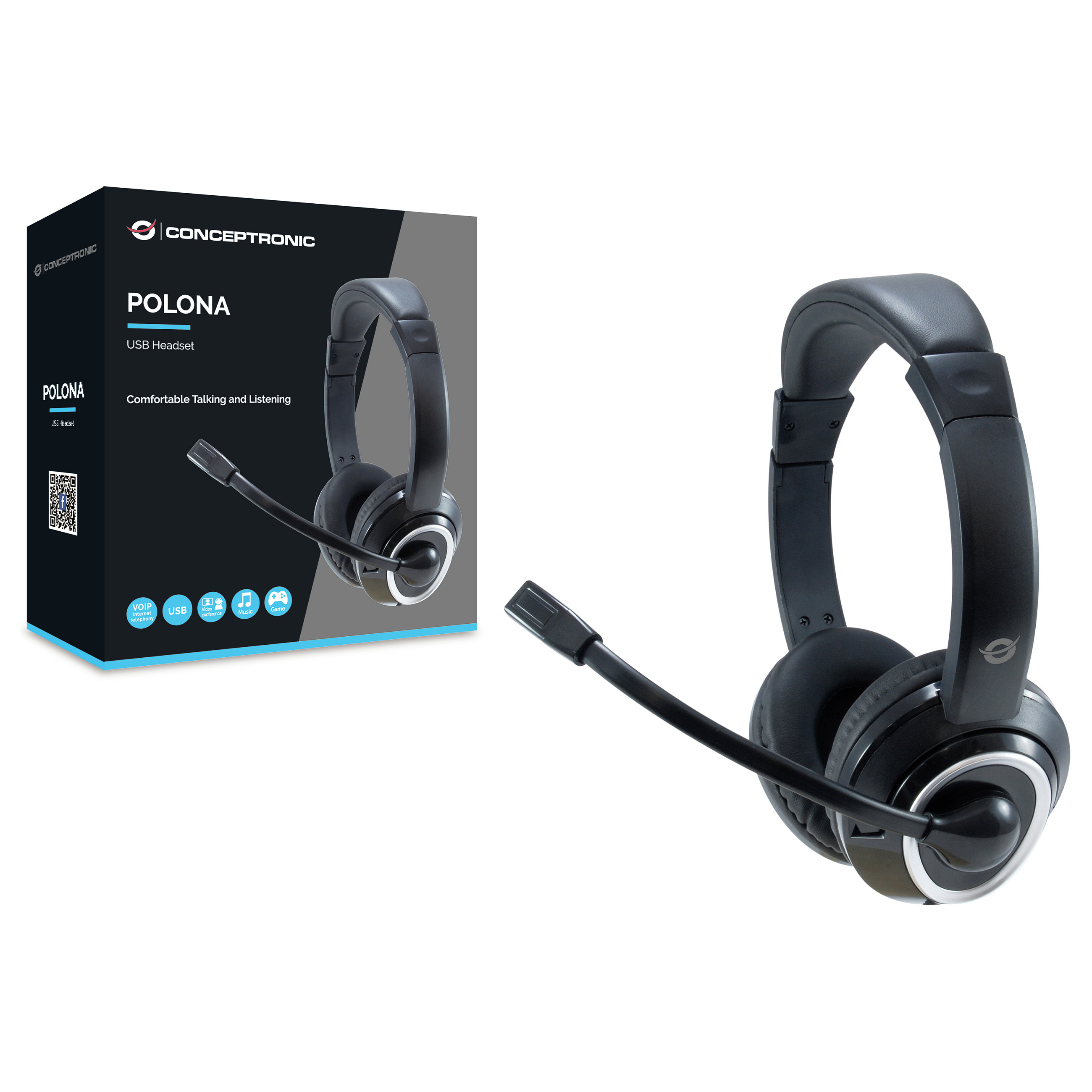 Kufje pa Kabllo Conceptronic USB Stereo Headset / with Integrated Microphone / 2.0 m – Zezë - 3