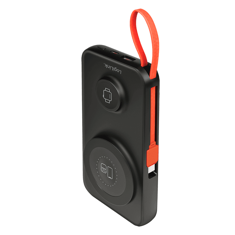 PowerBank LogiLink PA0373 / 10000mAh / USB-A 18W / USB-C 20W / Wireless 15W / MagSafe / Kabllo USB-C e integruar / LCD Display - Zezë - 2