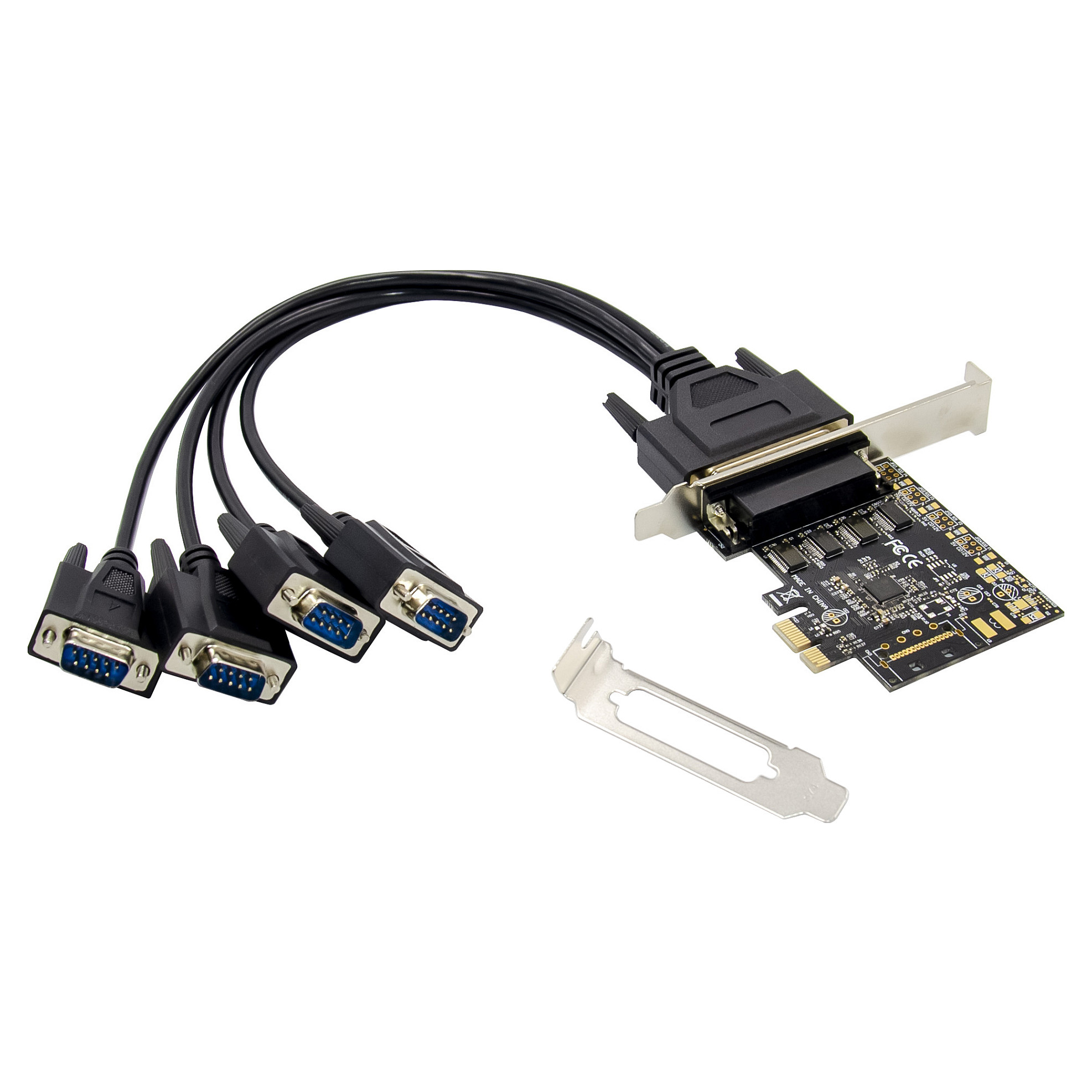 Kartelë Zgjerimi Conceptronic EMRICK12B / PCIe te 4x RS-232 Serial / PCIe 2.0 / Me Kabllo Breakout DB9 - Zezë
