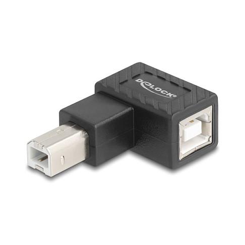 Adapter USB DeLOCK 67207 / USB-B mashkull në USB-B femër / 90° majtas / USB 2.0 / 480 Mbps - Zezë