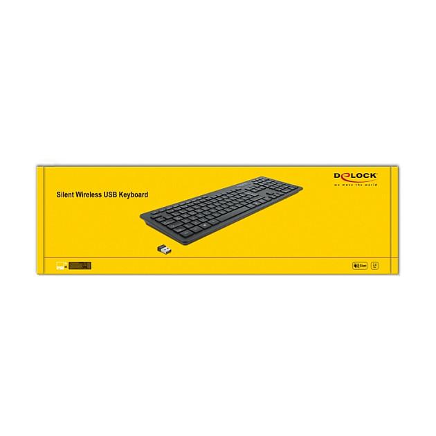 Tastierë pa kabllo DeLOCK 12004, USB, QWERTZ, Full-size, 2.4GHz, Multimediale, Silent - Zezë - 4