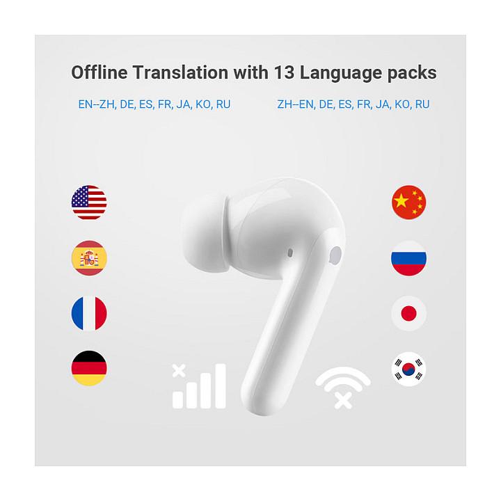 Kufje pa kabllo Timekettle M3 Translator / Bluetooth 5.2 / ANC / Mikrofon / 25 orë / USB-C - Bardhë - 11