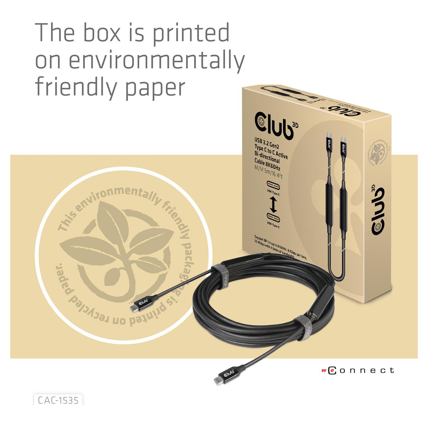 Kabllo USB Club 3D CAC-1535 / USB-C në USB-C / USB 3.2 Gen 2 / 10 Gbit/s / 8K@60Hz / 60W / 5 m - Zezë - 10