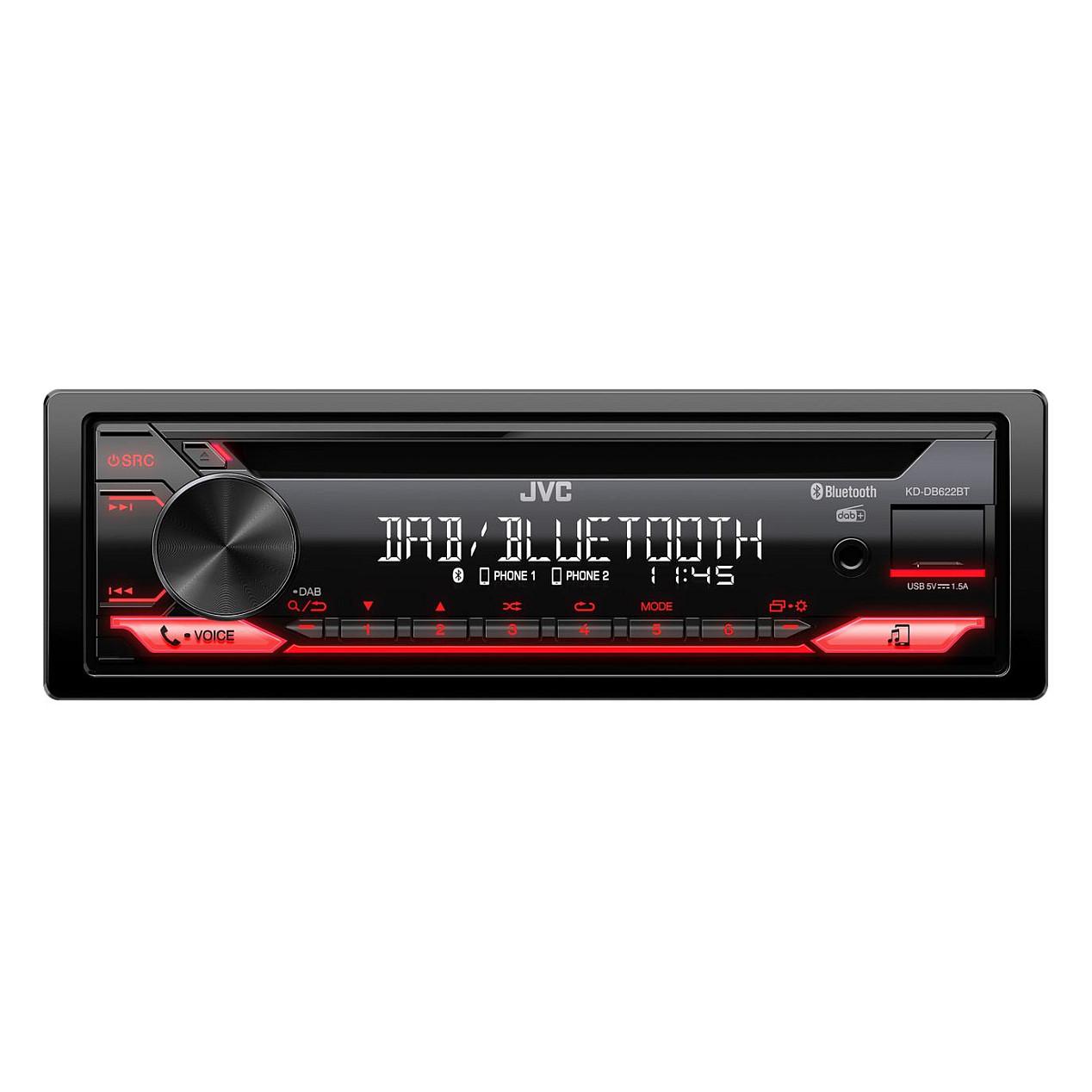Radio për Vetura JVC KD-DB622BT, 1 DIN, 200 W, DAB+, FM, AM, Bluetooth, USB-A, Ekran LCD - Zezë