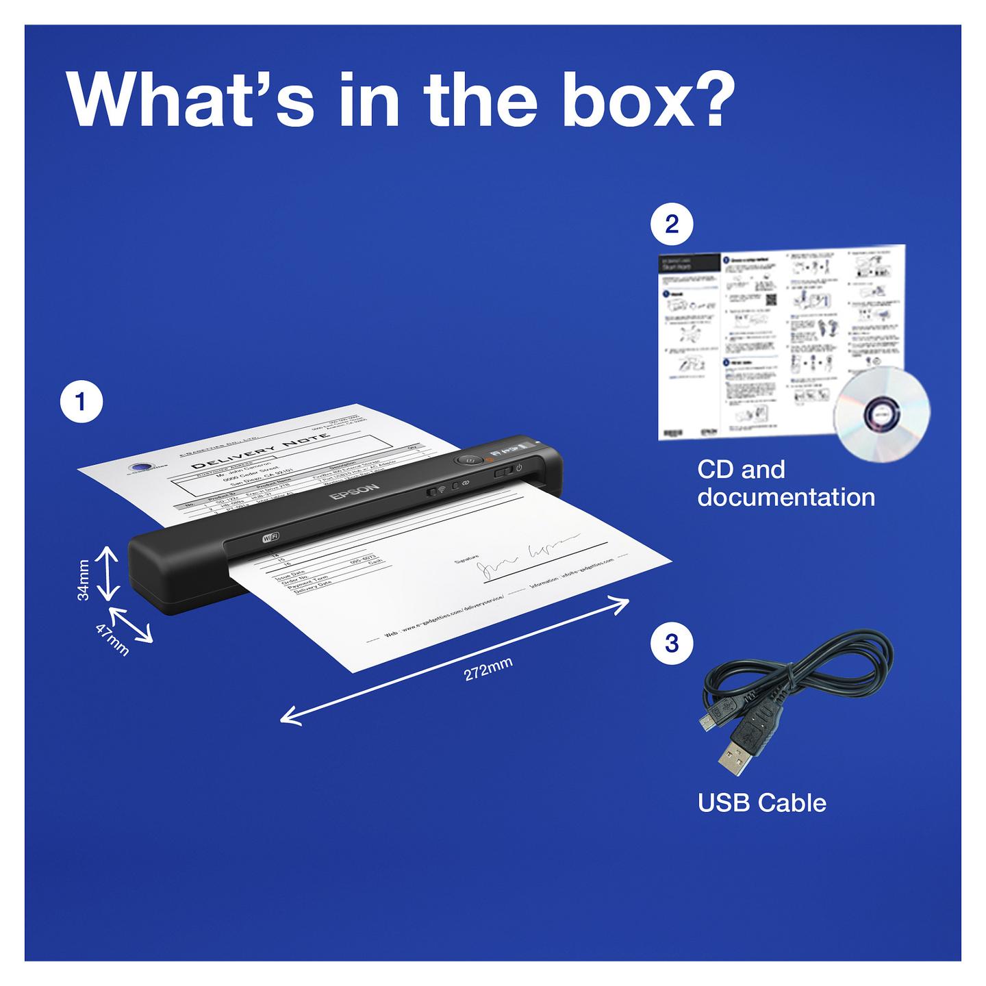 Skaner Dore Epson WorkForce ES-60W / 600x600 DPI / CIS / Wi-Fi / A4 / 300 Faqe/Ditë - Zezë  - 6