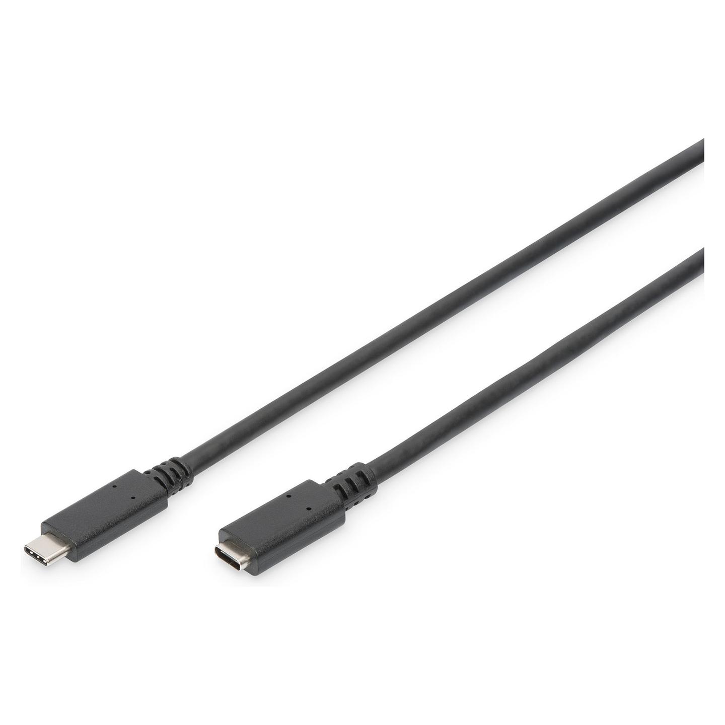 Kabllo USB Digitus AK-300210-007-S / USB-C Mashkull në USB-C Femër / 0.7m / USB 3.2 Gen 2 / 10Gbps / 100W / 5A - Zezë