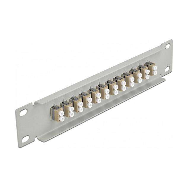 Delock 66788 – Patch Panel Fiber Optik, 12-Port LC Duplex, Multimode OM1/OM2, 10", 1U – Gri - 2