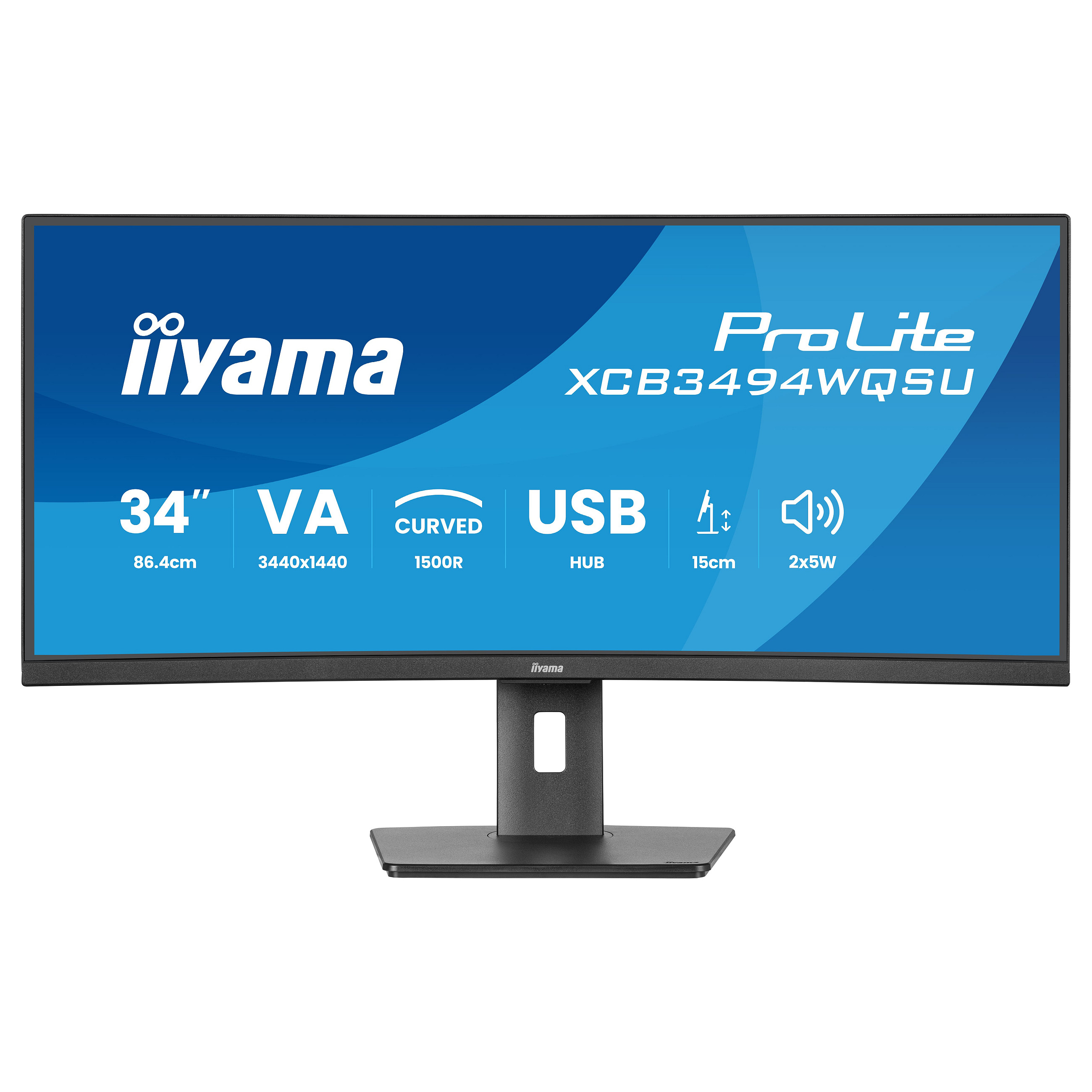 Monitor i lakuar IIYAMA XCB3494WQSU-B1 / 34" UltraWide Quad HD 120 Hz 0.4 ms VA Curved / HDMI DP USB / e zezë - 3