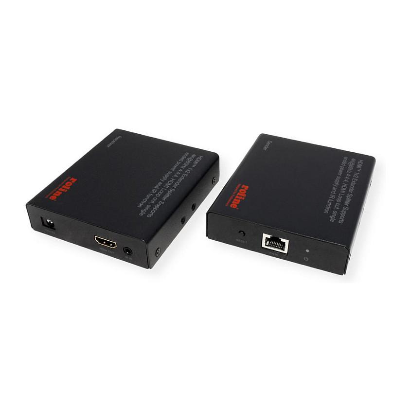 Extender dhe Splitter HDMI ROLINE 14.01.3643, 1 hyrje dhe 2 dalje, Cat.6A, 4K UHD 60 Hz, deri në 70 m, HDR, IR - Zezë - 1