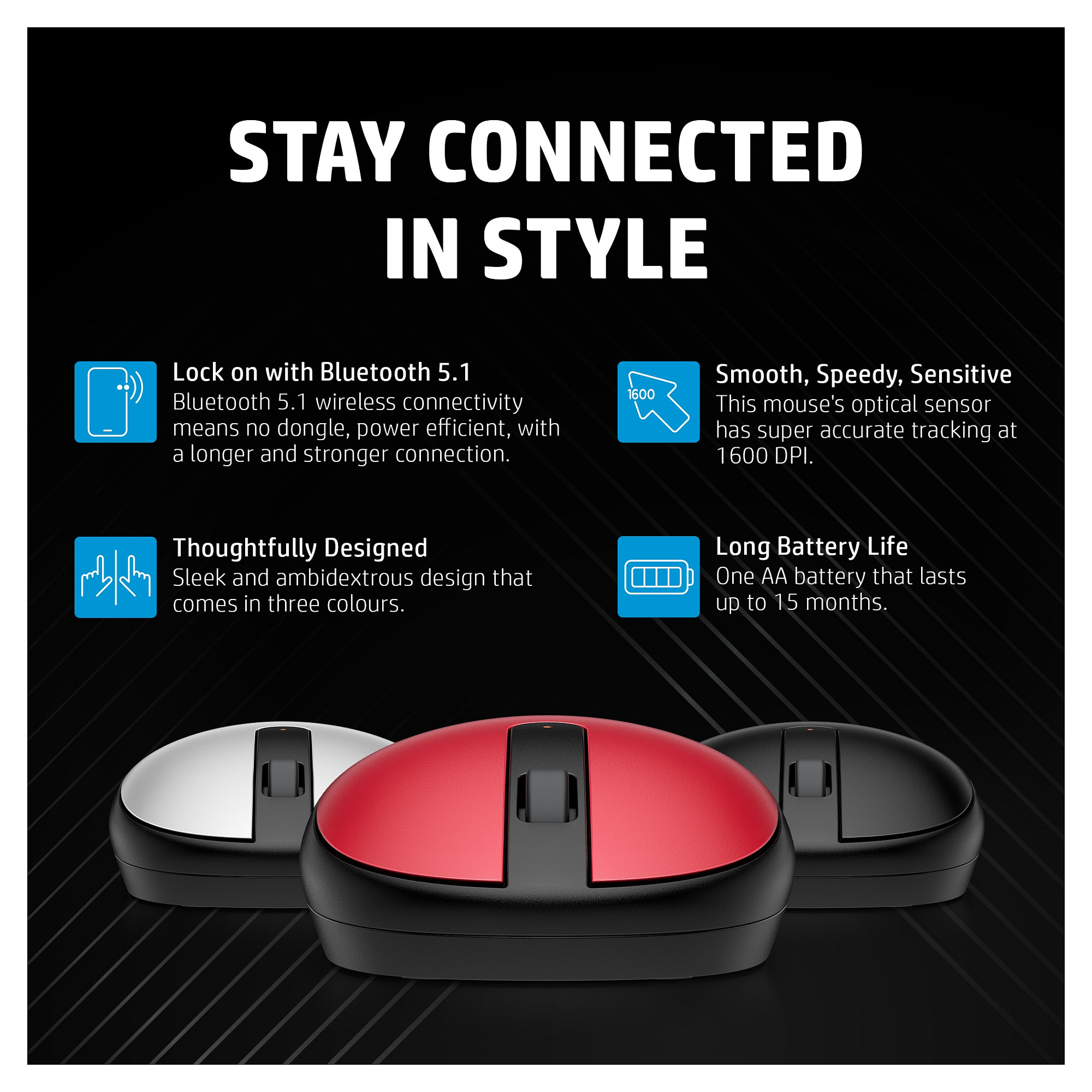 HP 240 Empire Red Bluetooth mouse - 10