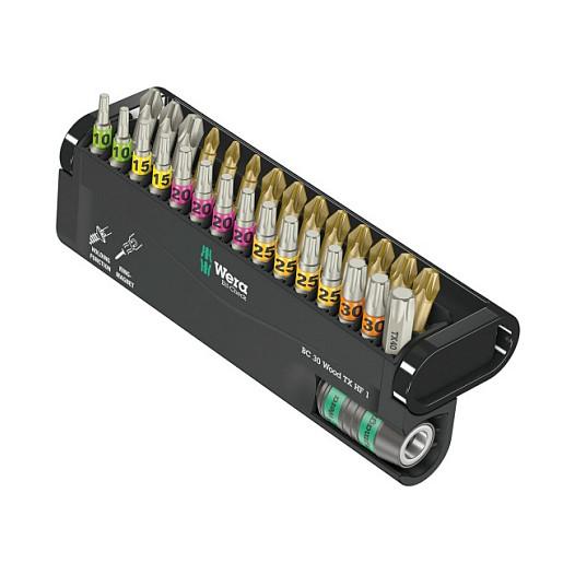 Set Maja për Kaçavidë Wera Bit-Check 30 Wood TX HF 1, 30 Copë, 1/4", TORX/PH/PZ - Zezë/Kuqe
