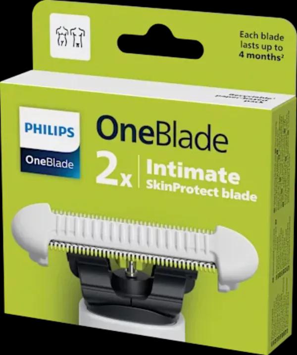 Teh zëvendësues për makinë rroje Philips OneBlade QP229/52 / SkinProtect / 2 Anë Prerëse / Wet & Dry / IPX7 / 2 Copë - Bardhë/Gjelbër