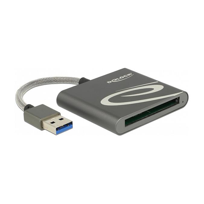 Lexues Kartelash DeLOCK 91525 , CFast Type I dhe II , CFast 1.0 dhe 2.0 , USB-A , USB 3.0 , 5Gbps , 8cm - Antracit