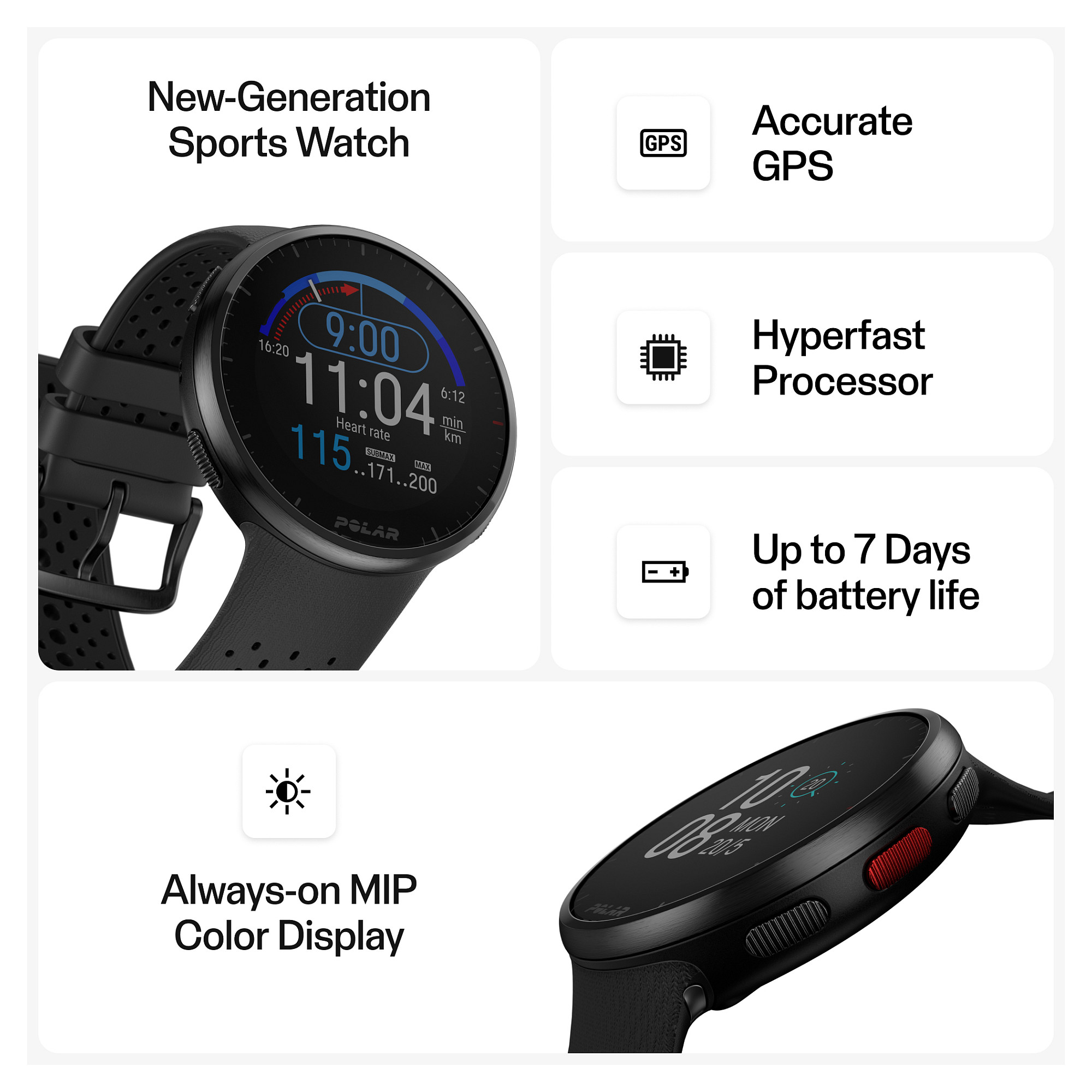 Orë e mençur Polar Pacer PRO S/L -Zezë - 2