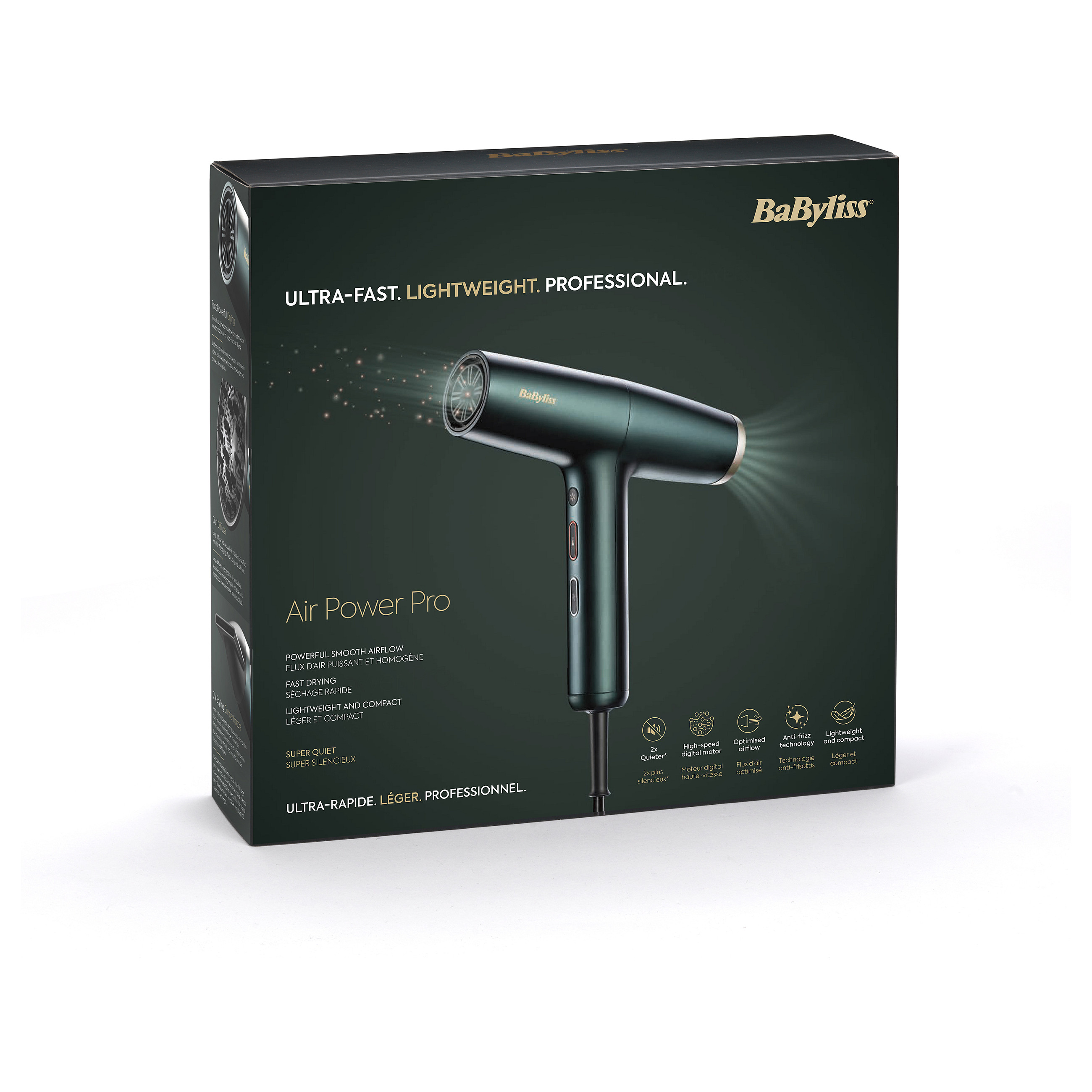 Tharëse për flokë BaByliss Air Power Pro / 200km/h / Ionic / Ceramic / Concentrator / Diffuser / 2.5m – Gjelbër - 24
