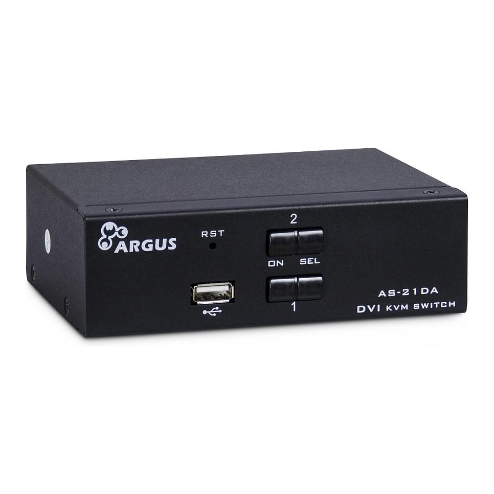 KVM Switch Inter-Tech KVM-AS-21DA, 2 porta, DVI, USB, Audio 3.5mm - Zezë