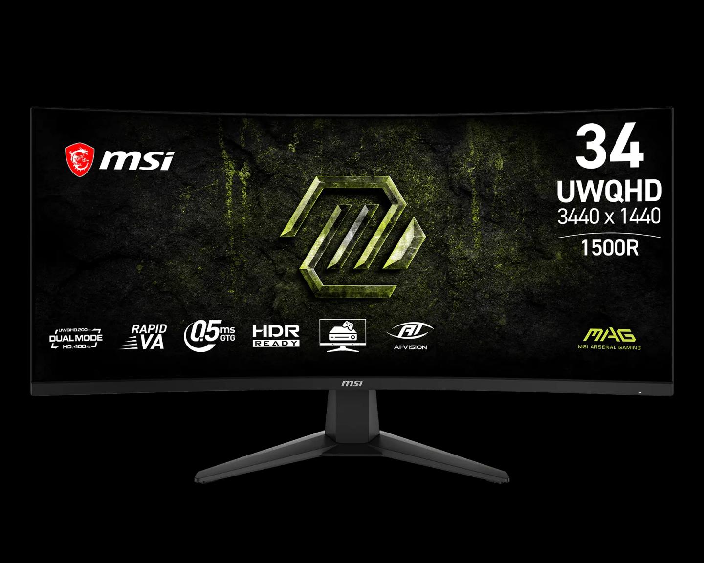 Monitor Gaming MSI MAG 345CQRF E20 / 34″ / UWQHD Rapid VA Curved / 200 Hz / 0.5 ms / HDMI + DP - Zezë
