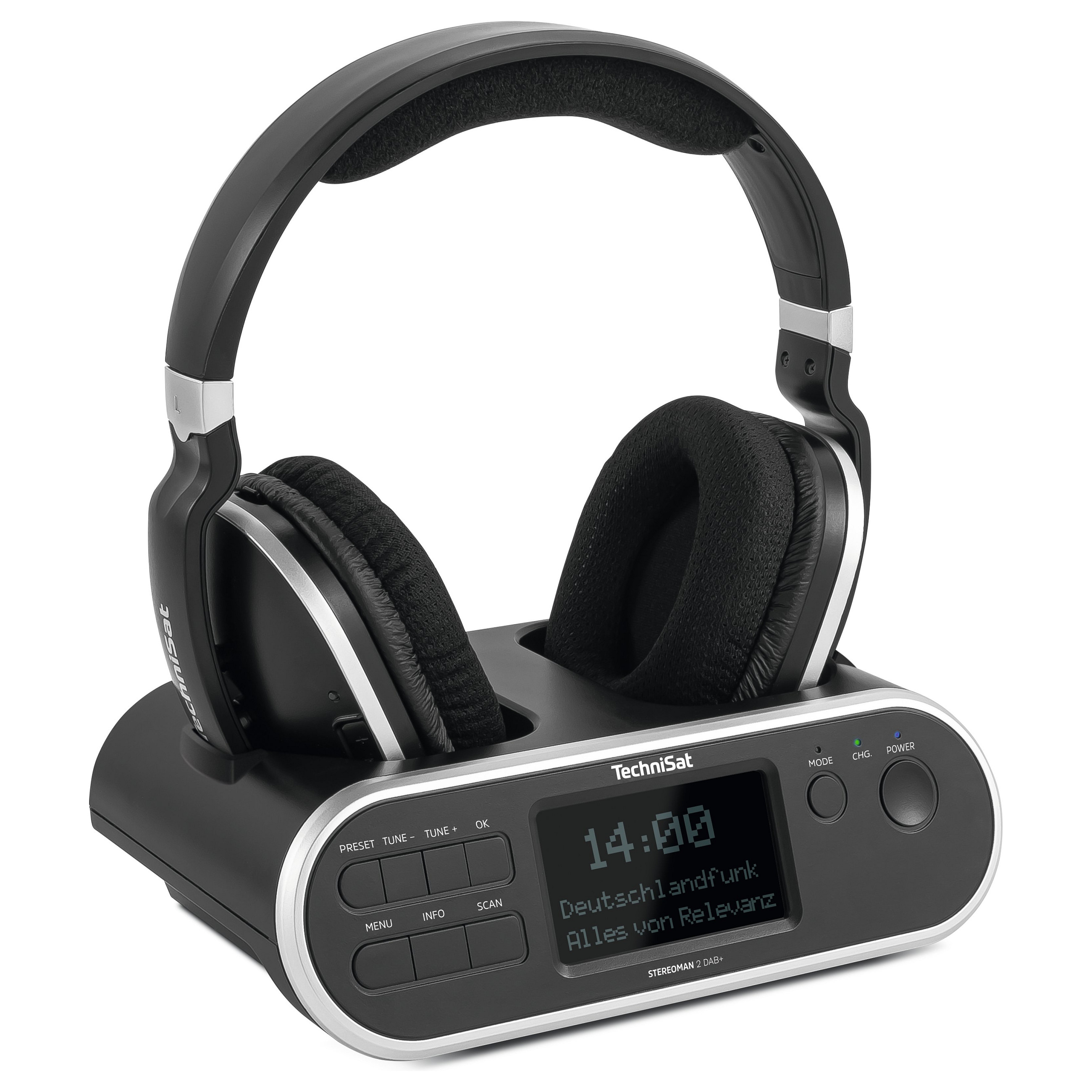 Kufje pa kabllo Stereo me Docking Station TSAT Stereoman 2 DAB+ – Zezë - 3