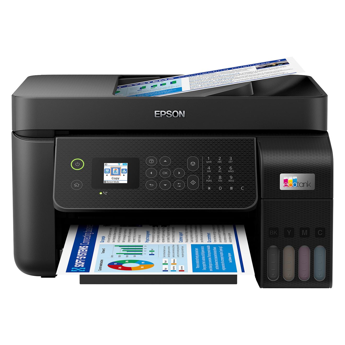 Printer Multifunksional me Ngjyra Epson EcoTank ET-4800 / A4 / Inkjet / 5760 × 1440 DPI / 15 ppm / ADF / Fax / Wi-Fi / Ethernet / USB - Zezë - 1