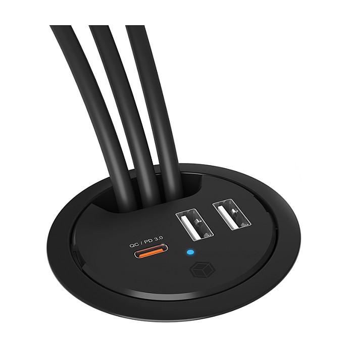 Karikues USB për Tavolinë ICY BOX IB-HUB1407, USB-C PD 27W, 2x USB-A, 30W - Zezë - 2